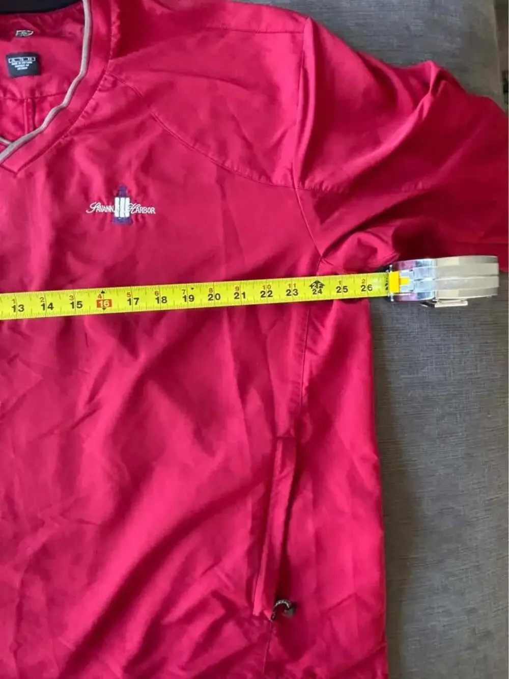 Vintage Nike Golf V-Neck Pullover Windshirt Red Mens XL Savannah Harbor Georgia
